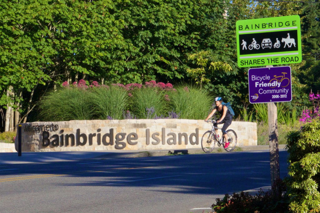 biker at Bainbridge Gateway