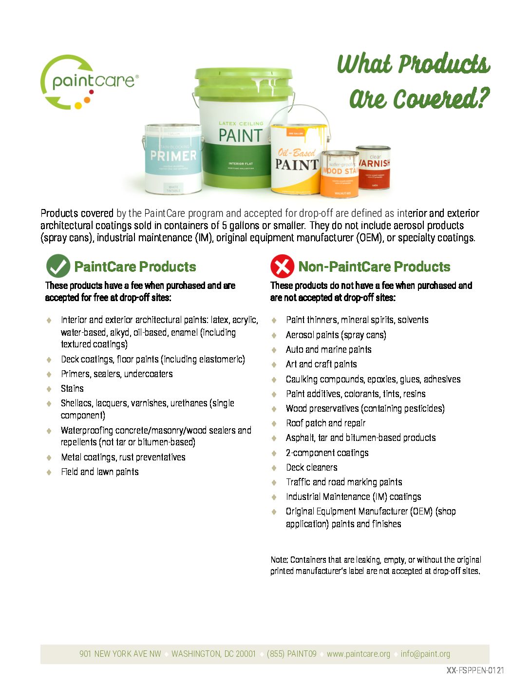 PaintCare accepted products