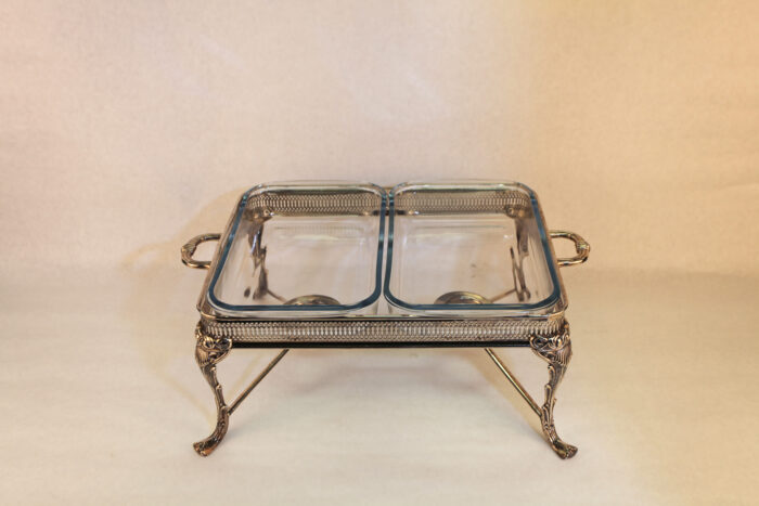 Chafing dish w/ 2 glass sections - #84 - Image 2